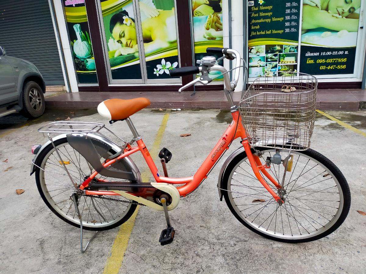 จักรยานแม่บ้าน ญี่ปุ่น คุณภาพดี เฟรมอลู สีส้ม 